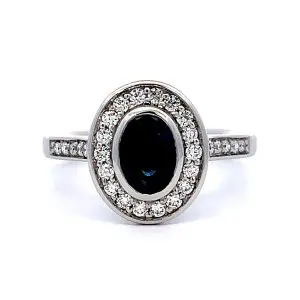 1.00ct Oval Sapphire and Diamond Platinum Ring