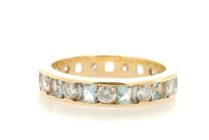 Aquamarine & Diamond Full Eternity Band
