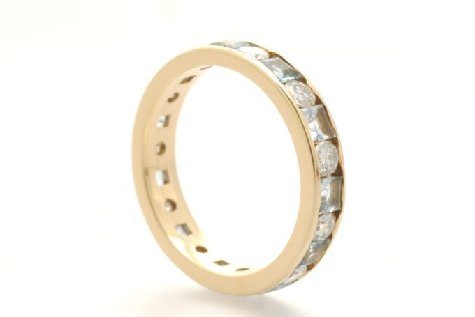Aquamarine & Diamond Full Eternity Band