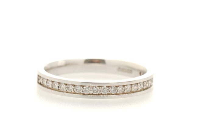 Platinum Channel Set Diamond Half Hoop Eternity