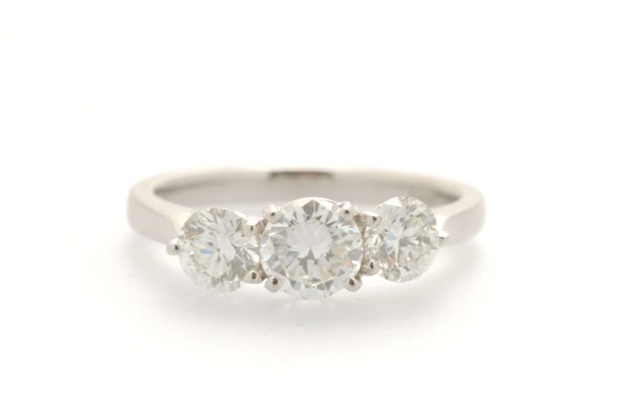 Three Stone Diamond & Platinum Ring