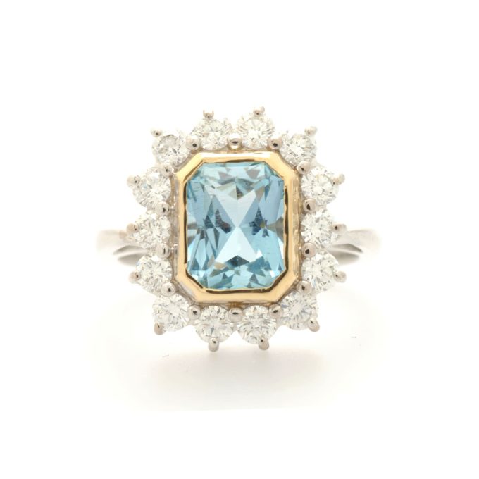 2.02ct Aquamarine and Diamond Dress Ring