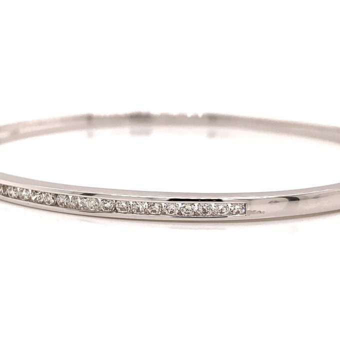 White Gold Channel Set Diamond Bangle
