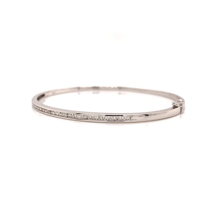 White Gold Channel Set Diamond Bangle