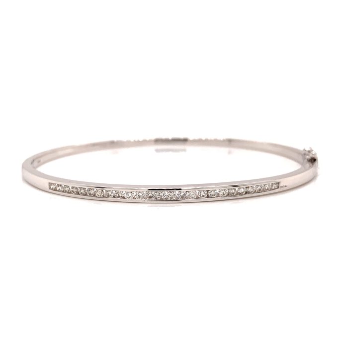 White Gold Channel Set Diamond Bangle