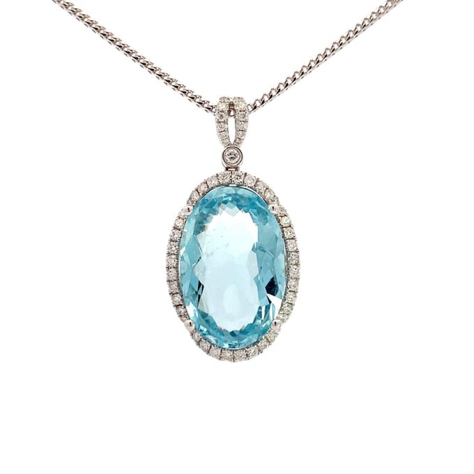 10.58ct Aquamarine and Diamond Necklace