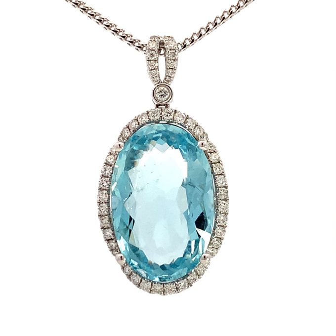10.58ct Aquamarine and Diamond Necklace