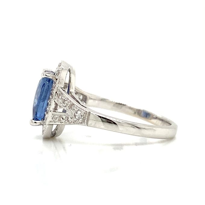 Sapphire and Diamond Pave Split Shoulder Ring