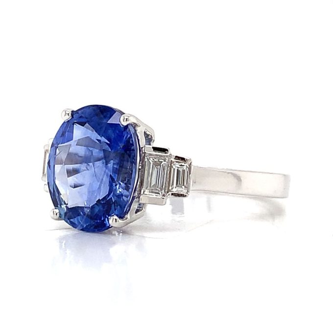 Deco Style Sapphire and Diamond Ring