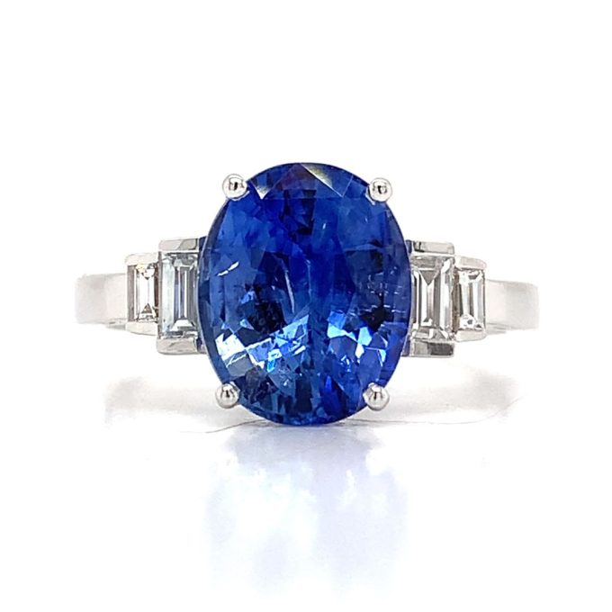Deco Style Sapphire and Diamond Ring
