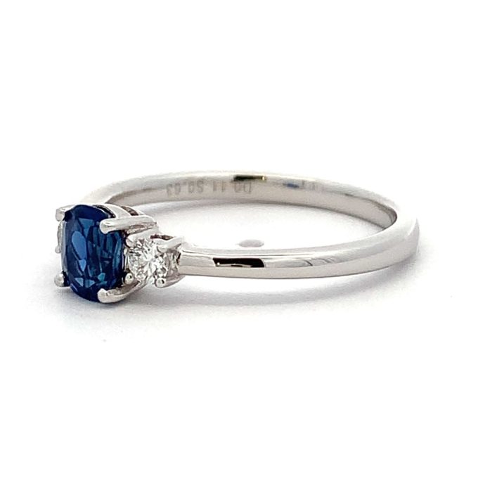 0.63ct Sapphire and Diamond Trilogy Ring