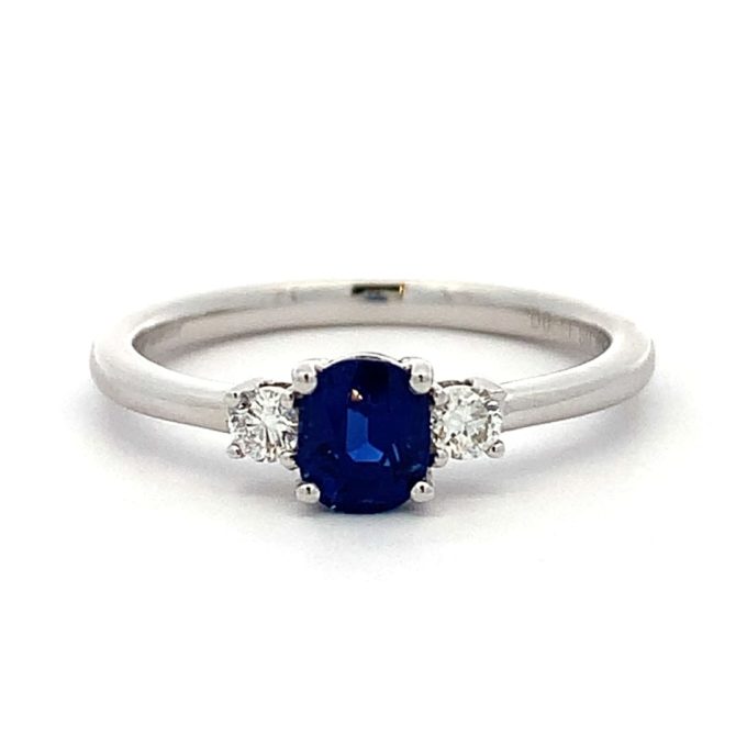 0.63ct Sapphire and Diamond Trilogy Ring