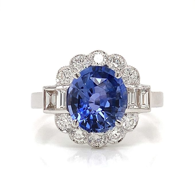 Sapphire and Diamond Period Style Ring