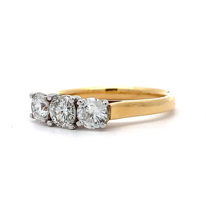 1.00 Carat Diamond Trilogy Yellow Gold Ring