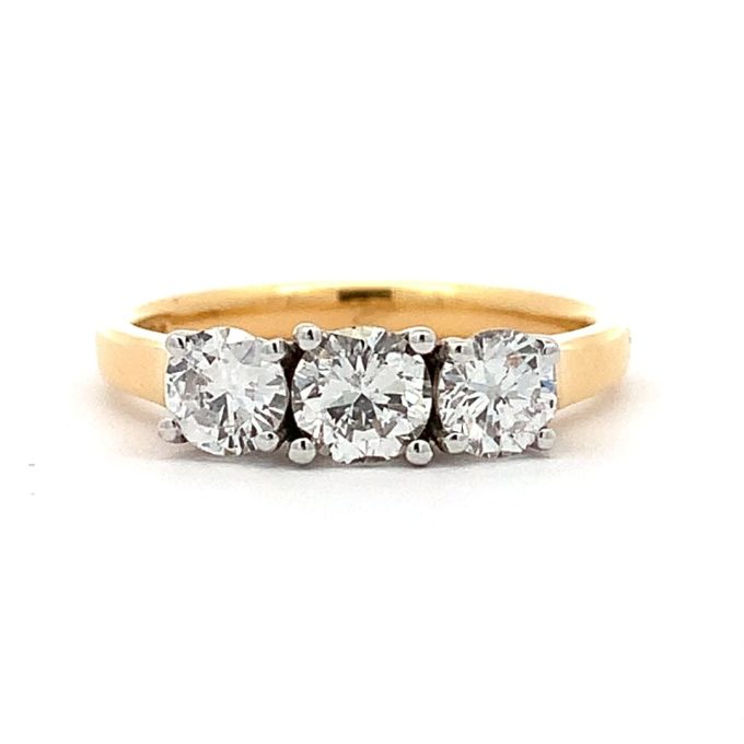 1.00 Carat Diamond Trilogy Yellow Gold Ring