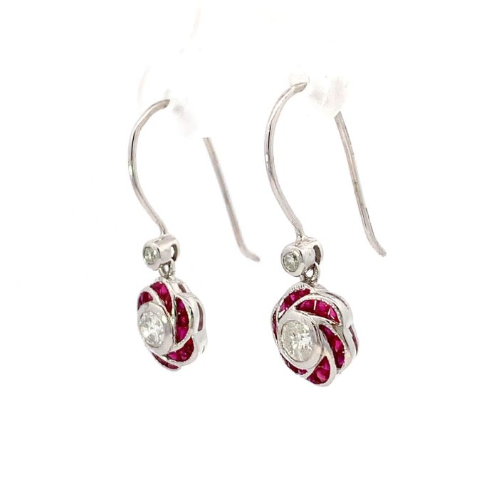 Ruby and Diamond Drop Earrings