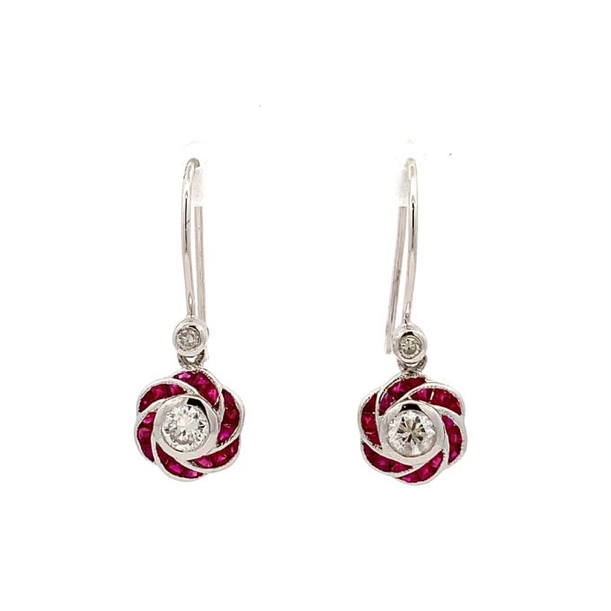 Ruby and Diamond Drop Earrings