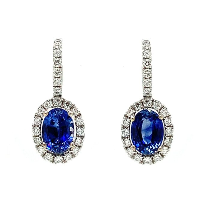 Ceylon Blue Sapphire & Diamond Earrings