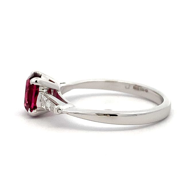 Pink Tourmaline & Taper Diamond Ring