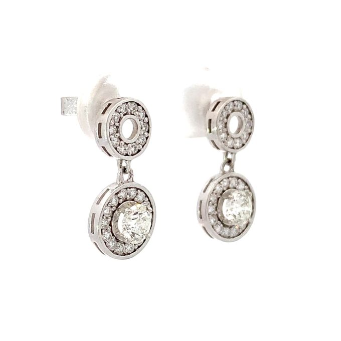Halo Diamond Drop Earrings
