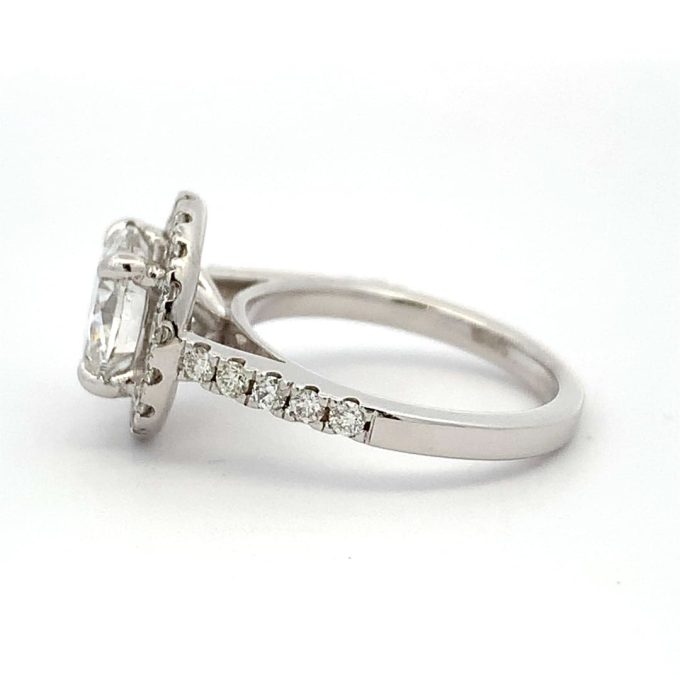 2.09 Carat Platinum Diamond Halo Ring