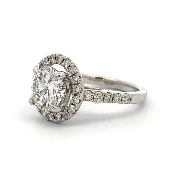 2.09 Carat Platinum Diamond Halo Ring