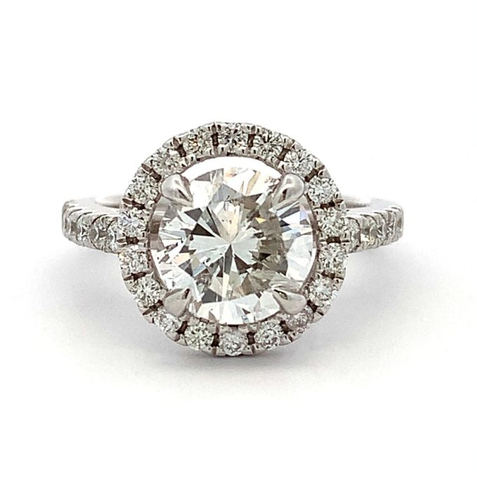 2.09 Carat Platinum Diamond Halo Ring
