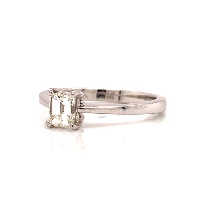 White Gold Emerald Cut Diamond Ring