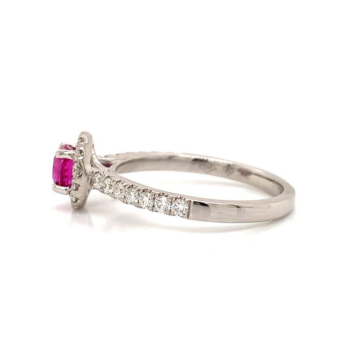 Ruby and Diamond Halo Ring
