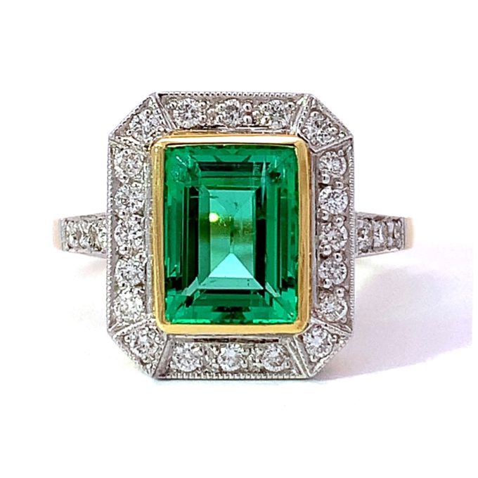 Russian Emerald & Diamond Ring