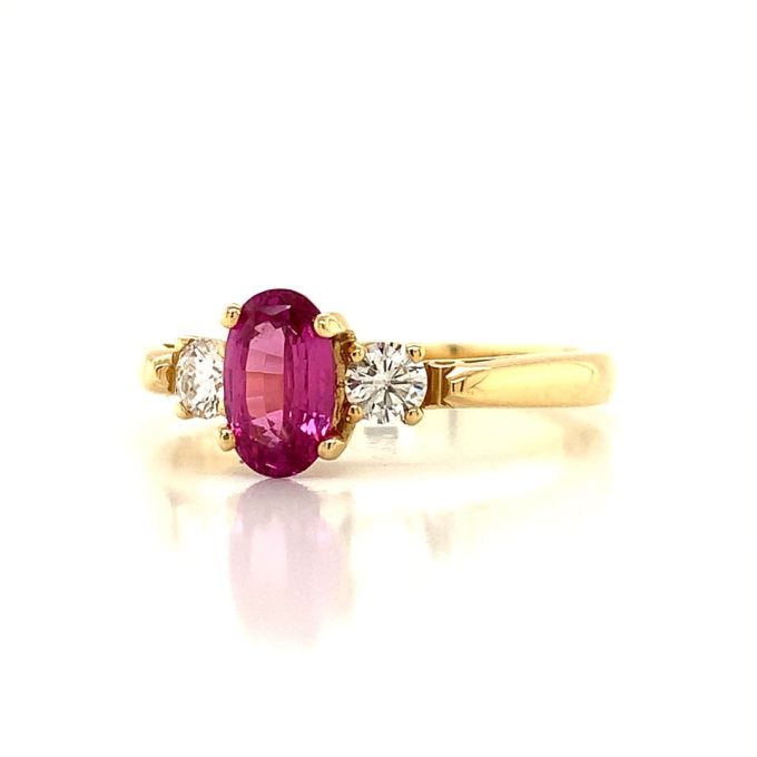 Natural Pink Sapphire & Diamond Ring