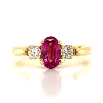 Natural Pink Sapphire & Diamond Ring