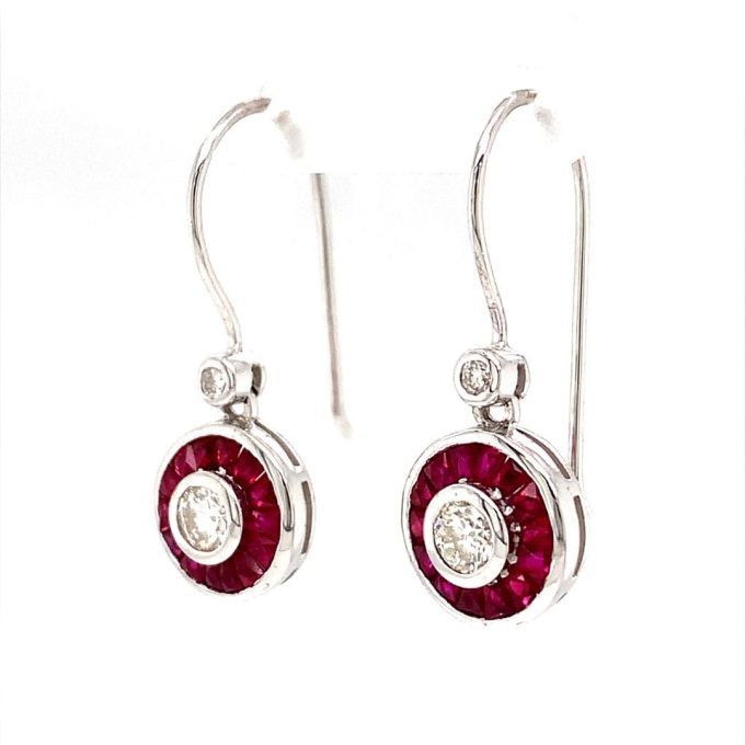Ruby & Diamond Drop Earrings