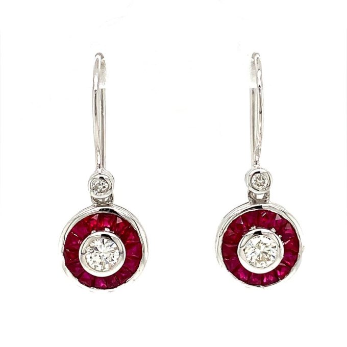 Ruby & Diamond Drop Earrings