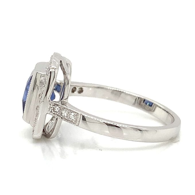 Princess Cut Blue Sapphire and Diamond Ring