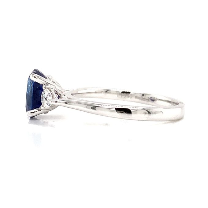 Sapphire and Pear Cut Diamond Platinum Ring
