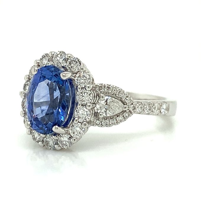 Oval Cut Sapphire and Diamond Dress Ring