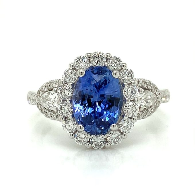 Oval Cut Sapphire and Diamond Dress Ring