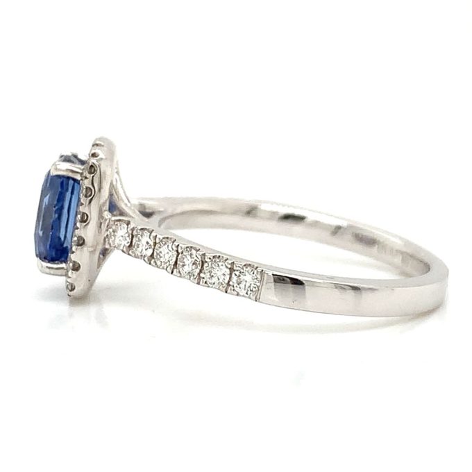 Sapphire and Diamond Pave White Gold Ring