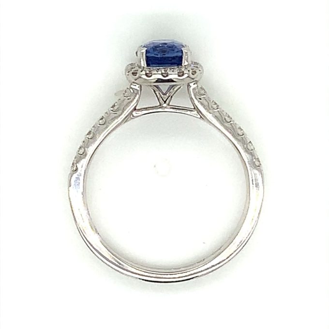 Sapphire and Diamond Pave White Gold Ring