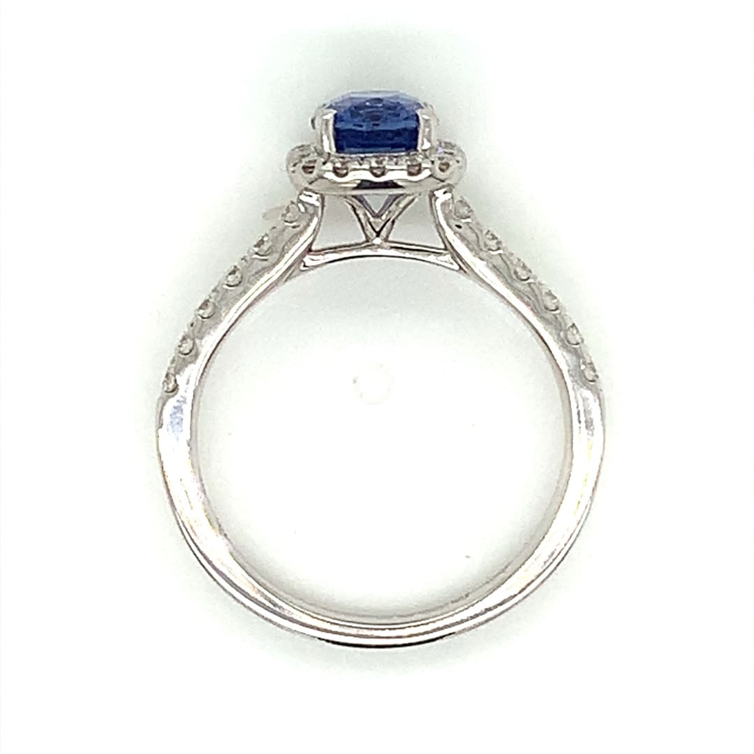Sapphire and Diamond Pave White Gold Ring