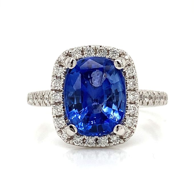 3.11ct Sapphire and Diamond Pave Dress Ring