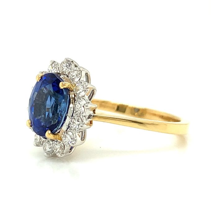 2.38ct Sapphire and Diamond Cluster Ring