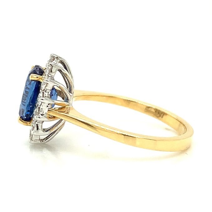 2.38ct Sapphire and Diamond Cluster Ring