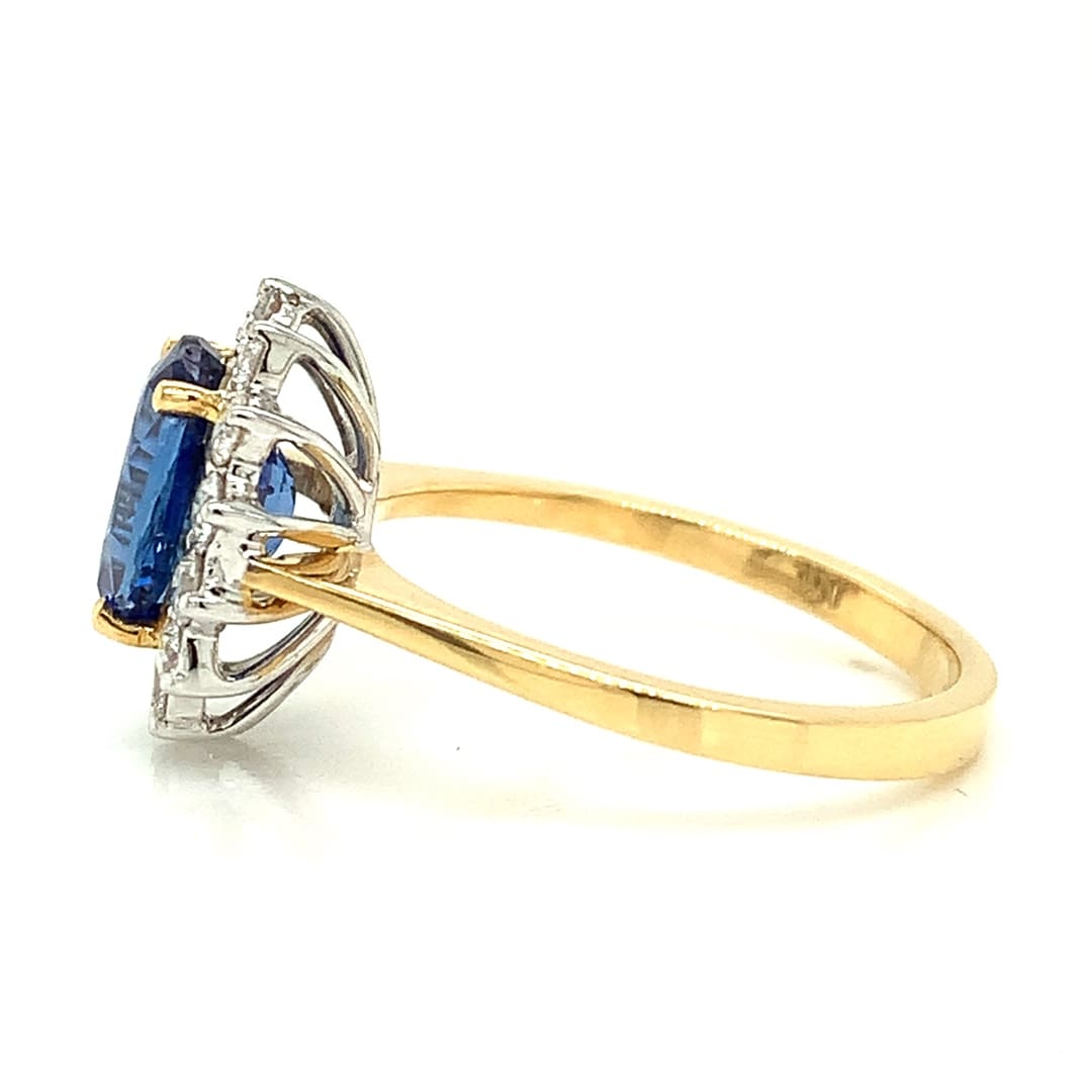 2.38ct Sapphire and Diamond Cluster Ring