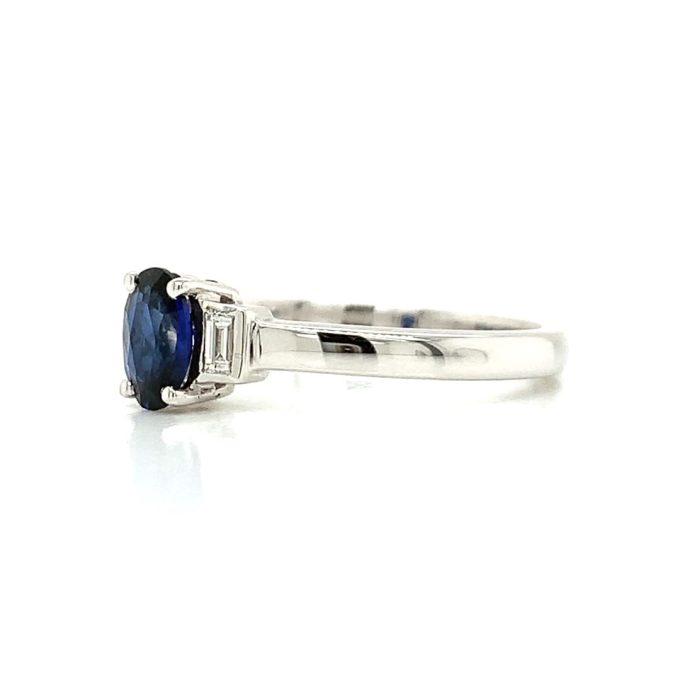18ct White Gold Oval Sapphire and Diamond