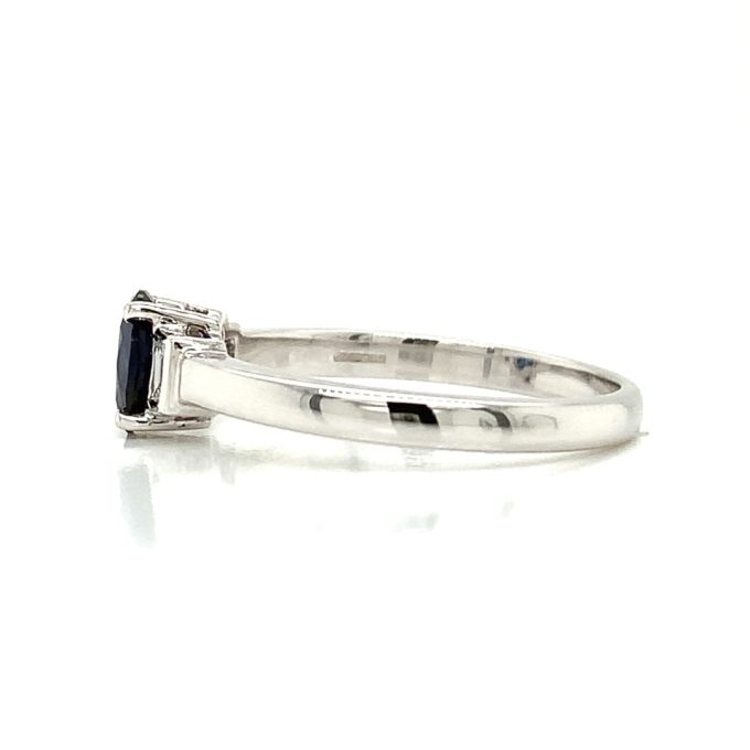 18ct White Gold Oval Sapphire and Diamond