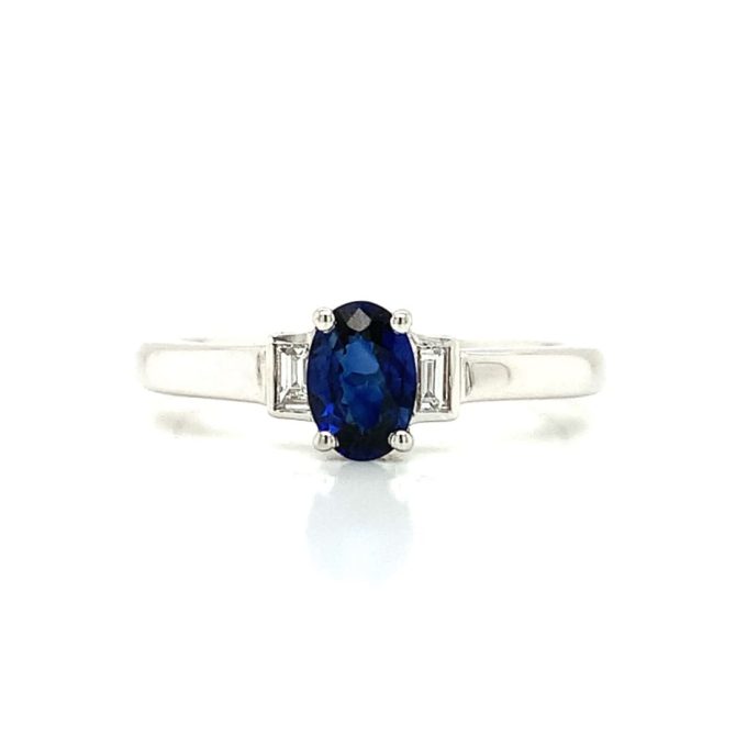 18ct White Gold Oval Sapphire and Diamond