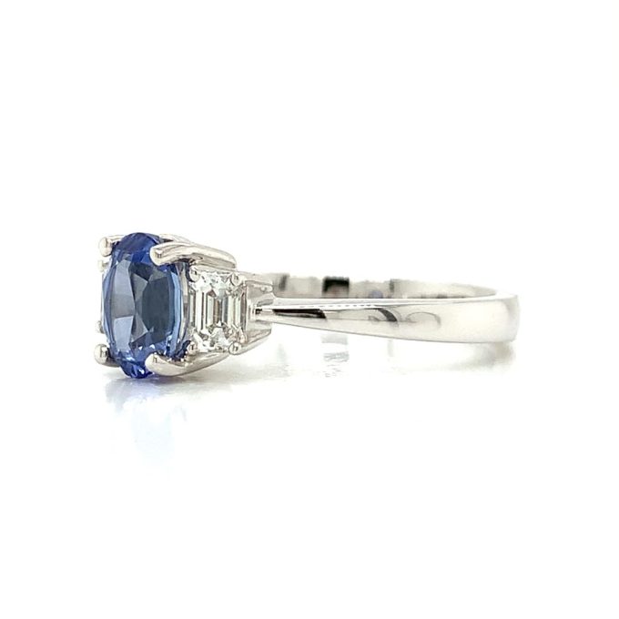 Sapphire and Diamond Three Stone Ring