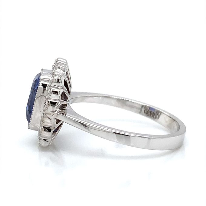 2.82ct Cushion Cut Sapphire and Diamond Ring